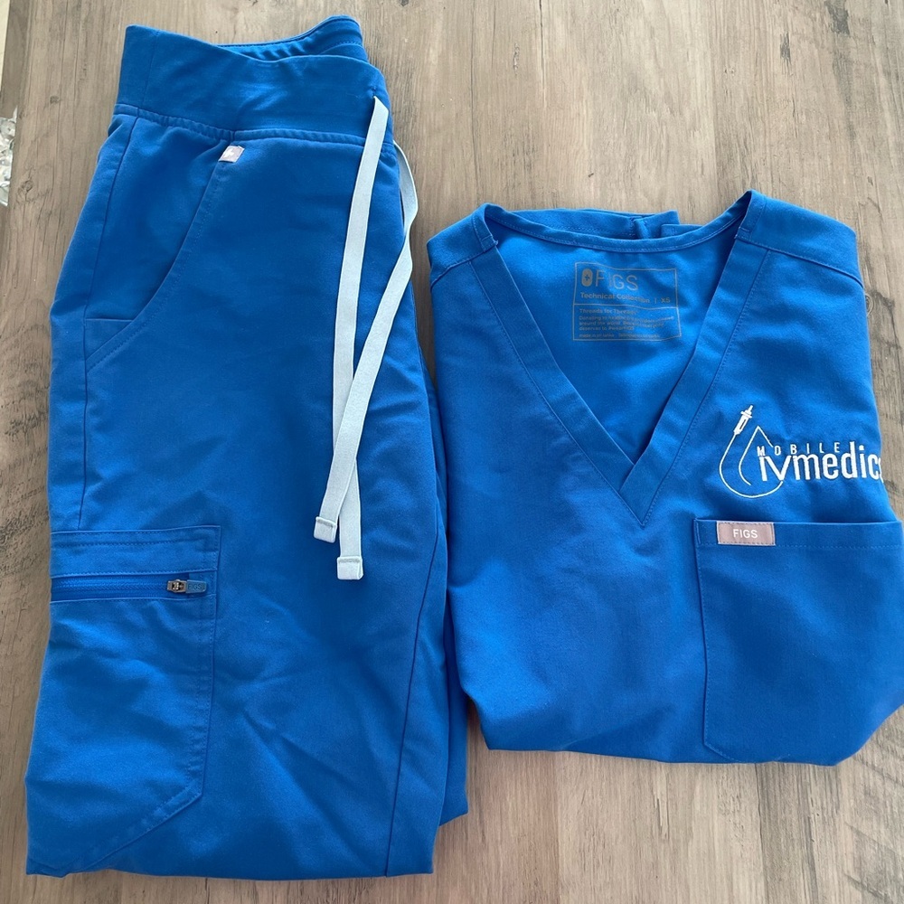 Figs Technical Collection SET blue scrubs size XS top and bottom